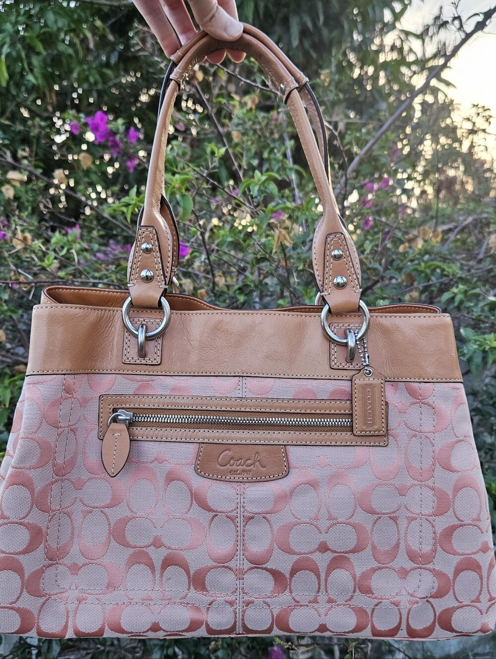 Coach Penelope Signature Tote F15533 – Tangerine Pink Jacquard & Shoulder Bag